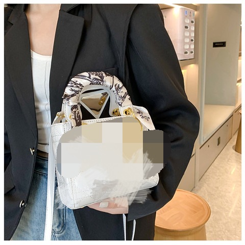 Diana Bag Bag Women's 2023 New Fashion Trendy Classic All-Match Patent Leather Plaid Scarf Portable Shoulder Crossbody Bag