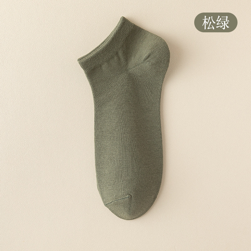 Socks Male Socks Spring and Summer Solid Color Deodorant and Sweat-Absorbing Short Cotton Socks Spring and Autumn Thin Black Men's Boat Socks