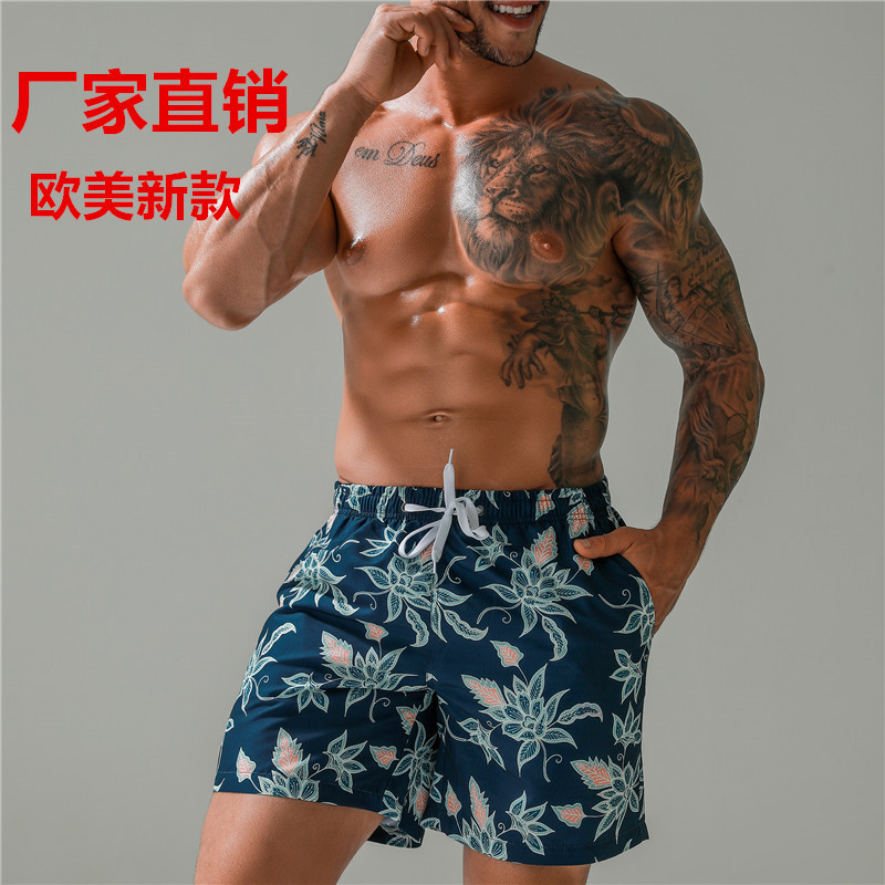 Europe and America Cross Border Foreign Trade Summer Men's Quick-Drying plus Size Printed Shorts Men's Beach Pants Boardshort