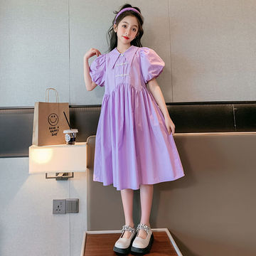 女童夏装女童连衣裙短袖中大童初中生女生连衣裙棉布裙子12-15岁