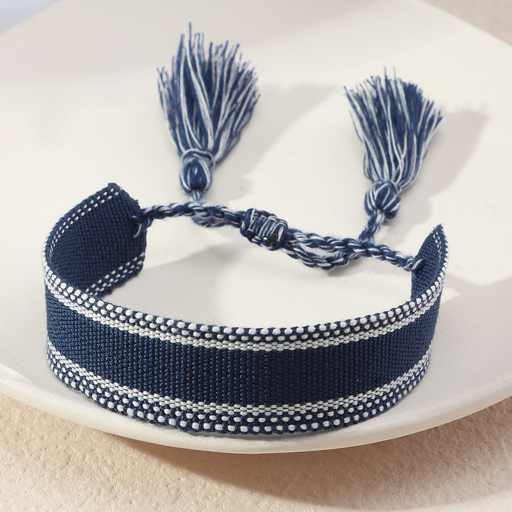 Simple Fashion in Europe and America Vintage Wrist Strap Bohemian Ribbonadornart Hand-Woven Tassel Tassel Bracelet