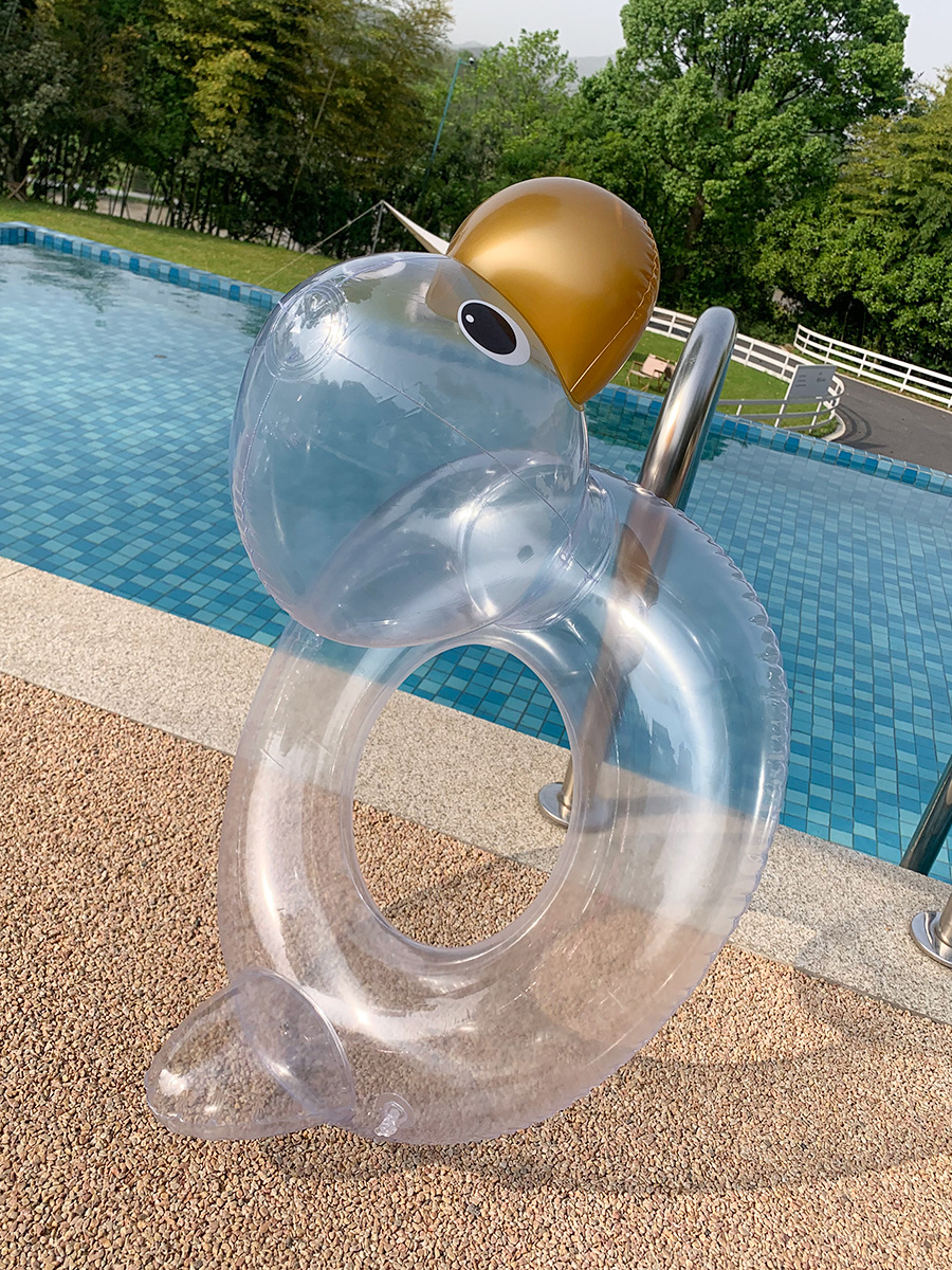 Ins Cute Children's Swimming Ring Internet Celebrity Transparent Duck Baby Seat Ring Baby Buoyancy Ring 0-3-6-8 Years Old