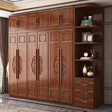 B^r家用卧室衣柜现代简约挂衣柜边柜子组合中式衣橱储物实木衣柜