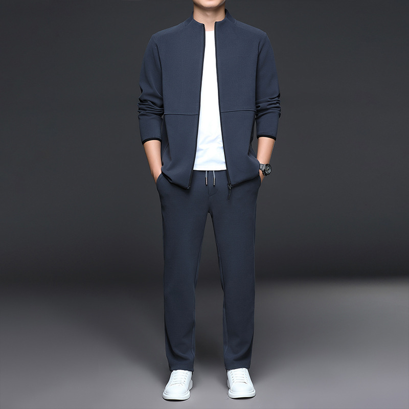 男士套装秋季新款立领夹克外套时尚卫衣休闲宽松两件套男装运动服