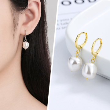 异形巴洛克珍珠耳环女s925纯银小众设计高级感法式耳扣优雅耳坠饰