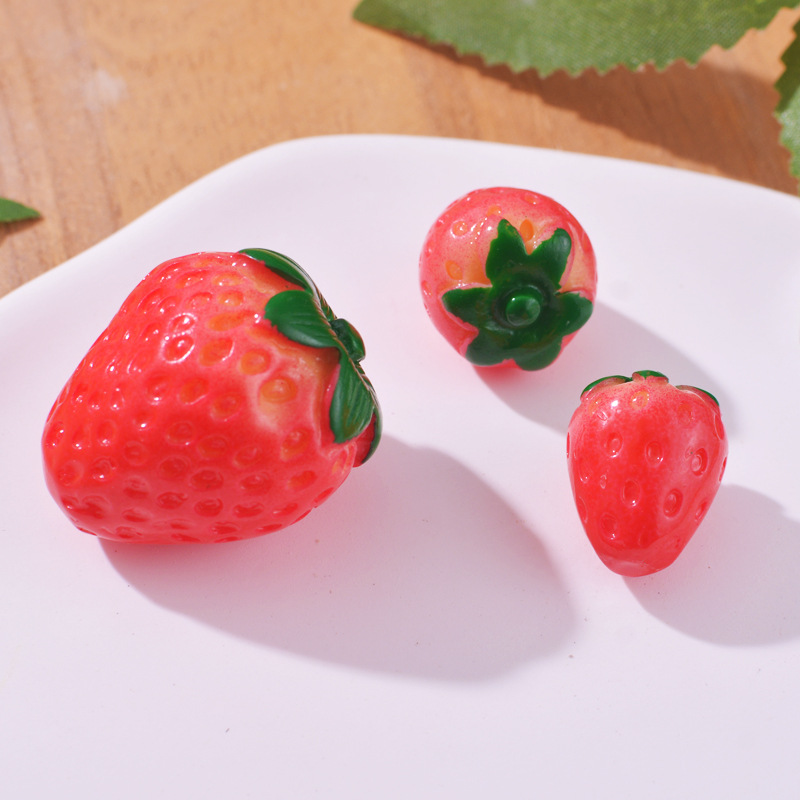 Tik Tok Live Stream Emulational Fruit DIY Ornament Hair Accessories Strawberry Resin Simulation Strawberry Three-Dimensional Accessories