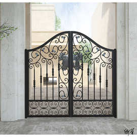 别墅门铁艺庭院大铁门院子推拉门铁艺大门对开双开农家乐小区