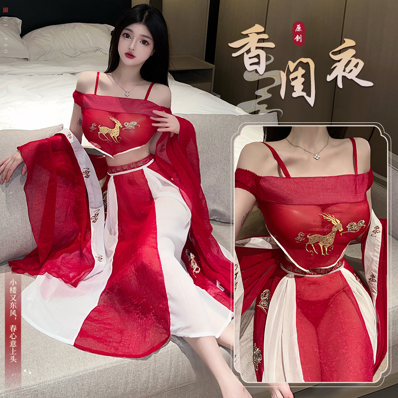 林林婷情趣内衣女性感睡衣古风汉服诱惑旗袍制服调情火辣套装2612