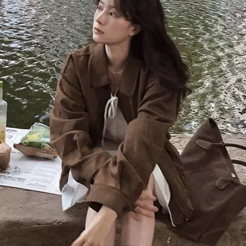 现货 韩国东大门法式复古高级感拉链皮绒短外套女