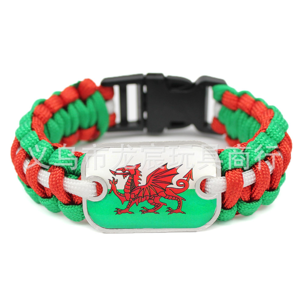 Supply World Cup National Flag Bracelet Czech National Flag Parachute Cord Woven Bracelet Outdoor Life-Saving Bracelet