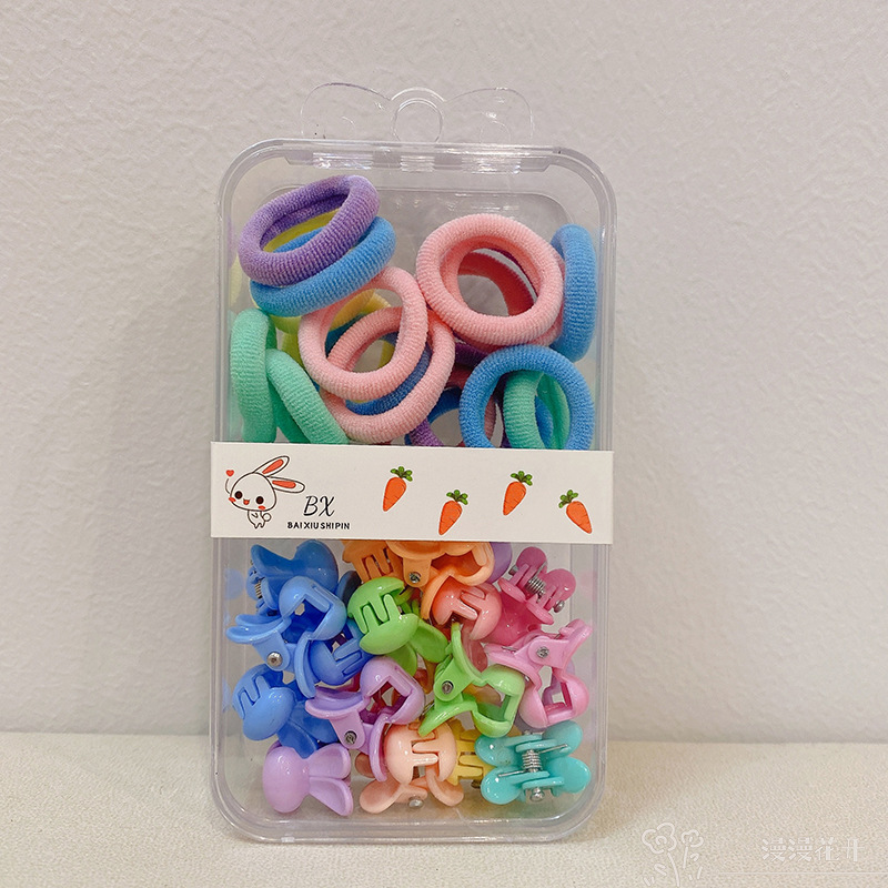 40-Piece Set Towel Ring Mini Jaw Clip Set Spring Candy Color Children Baby Hair Band Hair Band Female