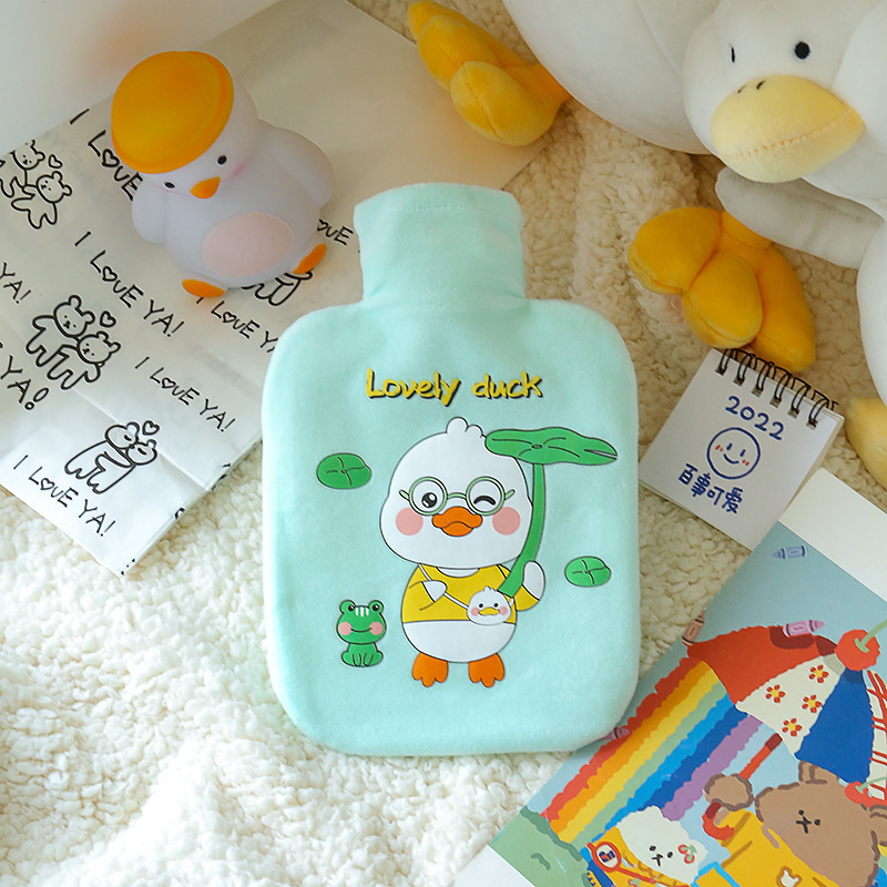 New Winter Hot Water Bag Mini PVC Plush Explosion-Proof Hand Warmer Student Cartoon Animal Printing Hand Warmer