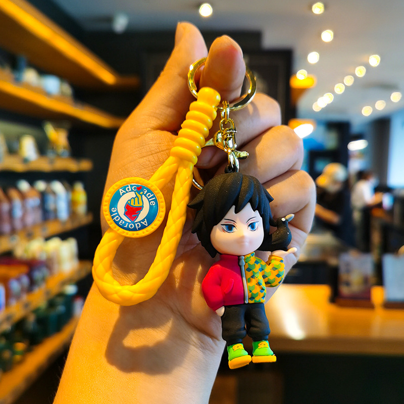 Woven Kimetsu No Yaiba Keychain Ghost Key Ring Pendant Doll Cartoon Hanging Piece Pendant Cute Foreign Trade