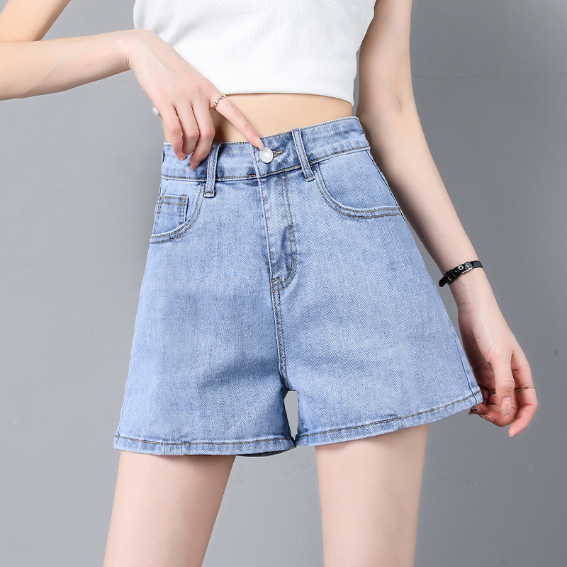 夏季新款牛仔裤女潮休闲运动显瘦阔腿牛仔裤短裤热裤