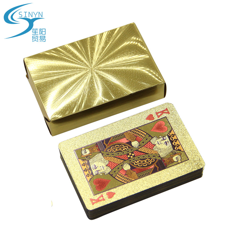 金箔扑克镭射poke卡牌金色单面彩印广告卡片斗地主塔罗牌闪卡女巫