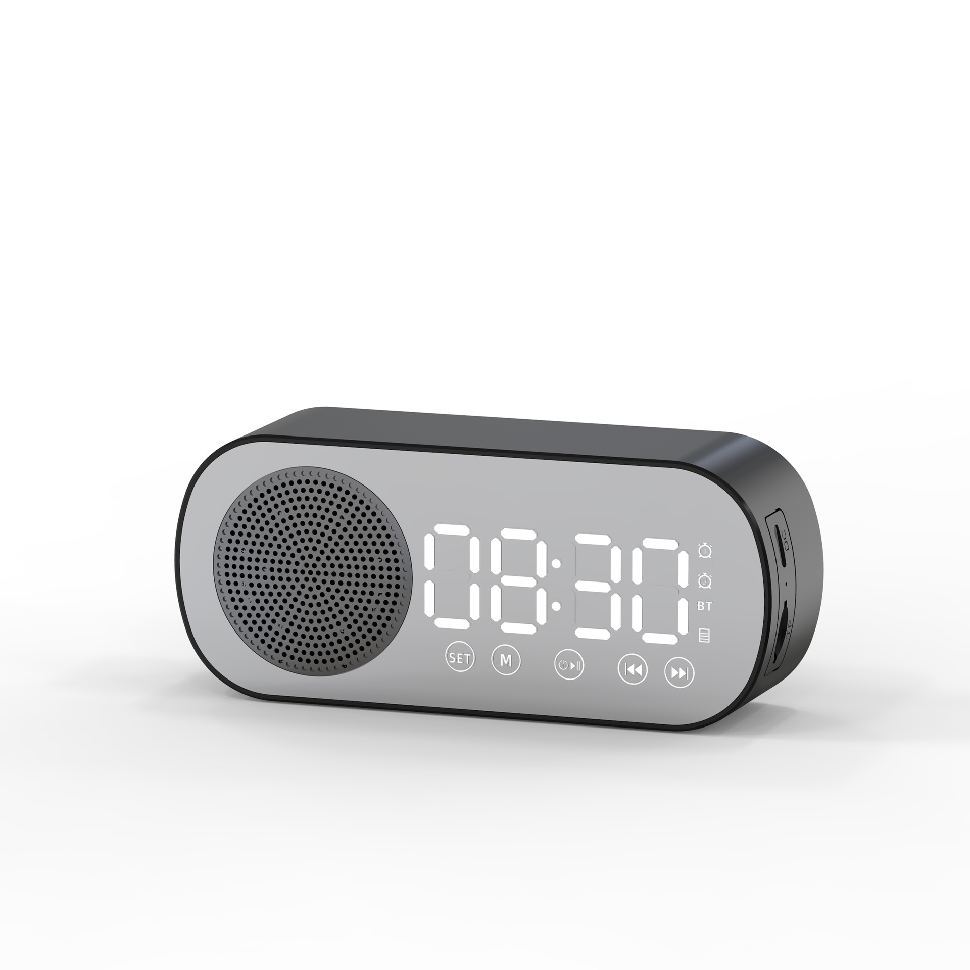 Cross-Border Hot Smart AI Bluetooth Speaker Student Household Mirror Clock Alarm Clock Mini Pluggable Radio Audio