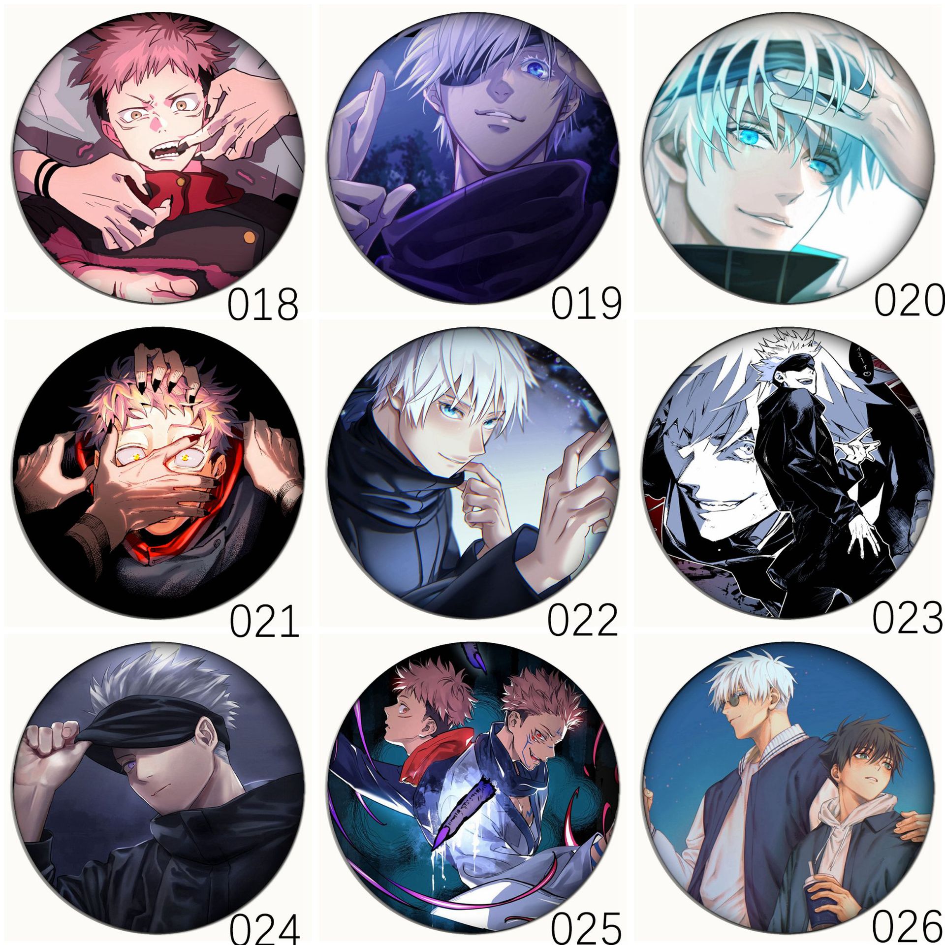 定制动漫徽章咒术回战周边虎杖悠仁五条悟卡通圆形胸章马口铁镜子