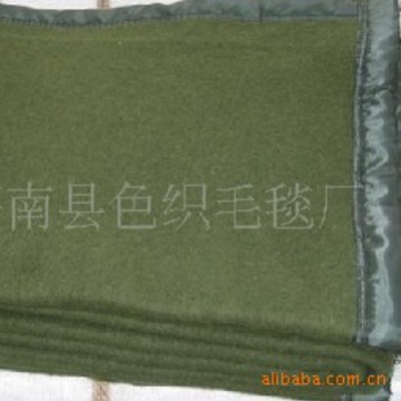 SZ-106军绿毯羊毛毯混纺校宾馆毯素色提花保暖野营救灾公用被子