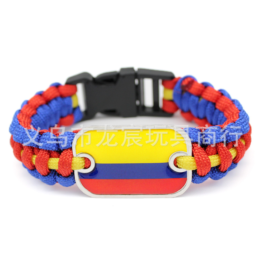 Supply World Cup National Flag Bracelet Czech National Flag Parachute Cord Woven Bracelet Outdoor Life-Saving Bracelet