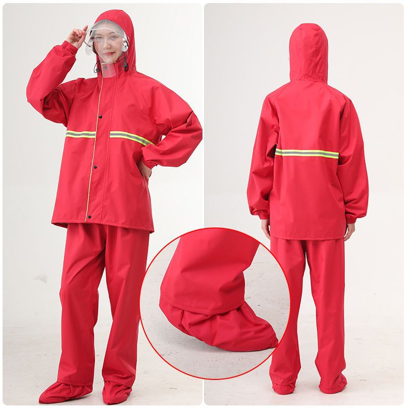Raincoat Rain Pants Suit Full Body Rain Boots Men and Women Split Rain-Proof Adult Thickened Bicycle Electric Car Motorcycle