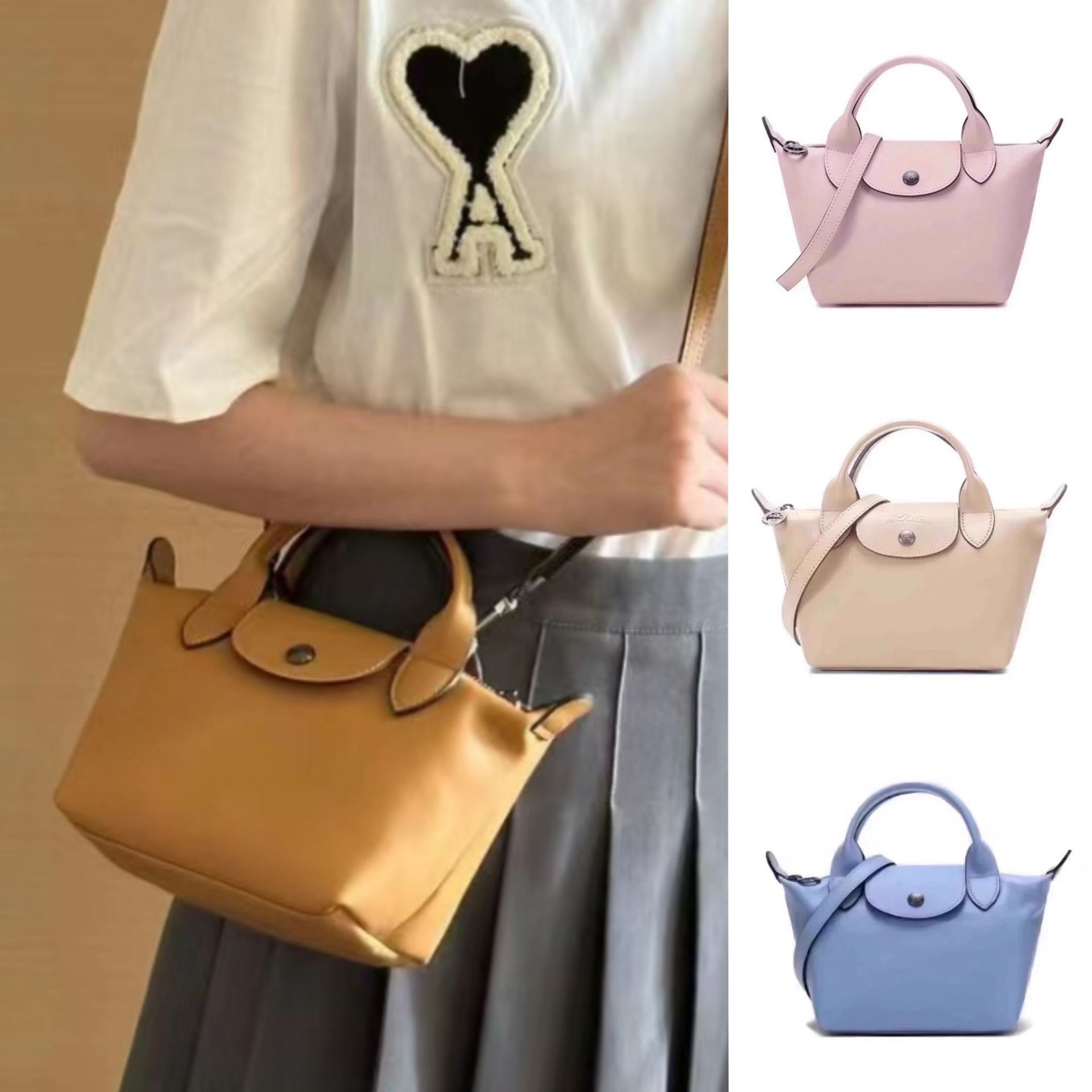 龙骧包小羊皮饺子包迷你手提包单肩包斜跨包通勤女包腋下包饺子包