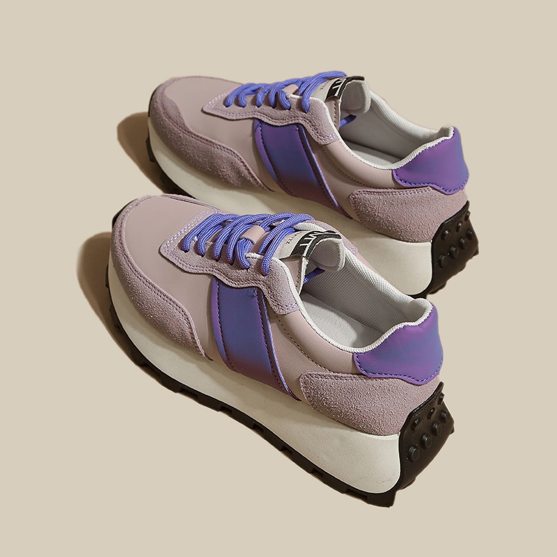 厚底小蛮腰阿甘鞋女2023春季新款复古休闲拼色百搭运动老爹鞋女