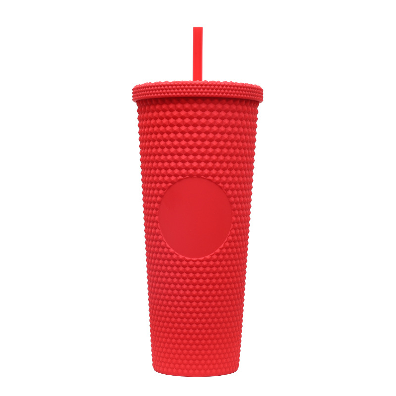 Cross-Border Factory Direct Supply Double Plastic Straw Cup Popular Xingba Creative Large Capacity Tie Hands as Portable Durian Cup