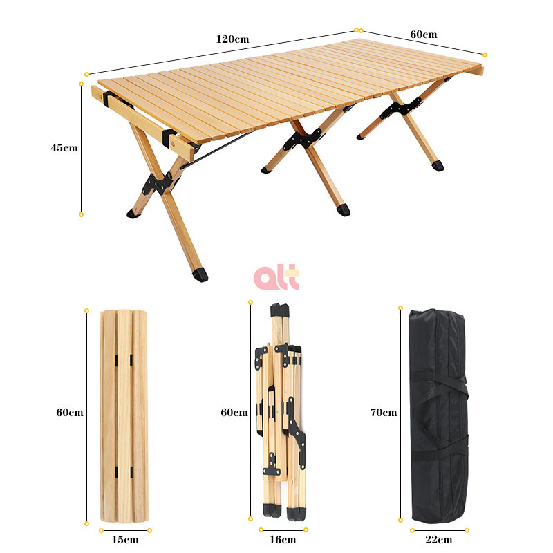 Outdoor Folding Tables and Chairs Picnic Camping Camping Egg Roll Table Portable Solid Wood Egg Roll Table Beech Egg Roll Table