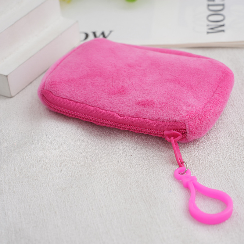 Solid Color Square Coin Purse Candy Color Plush Small Bookbag Backpack Earphone Bag Simple Cute Coin Bag Backpack