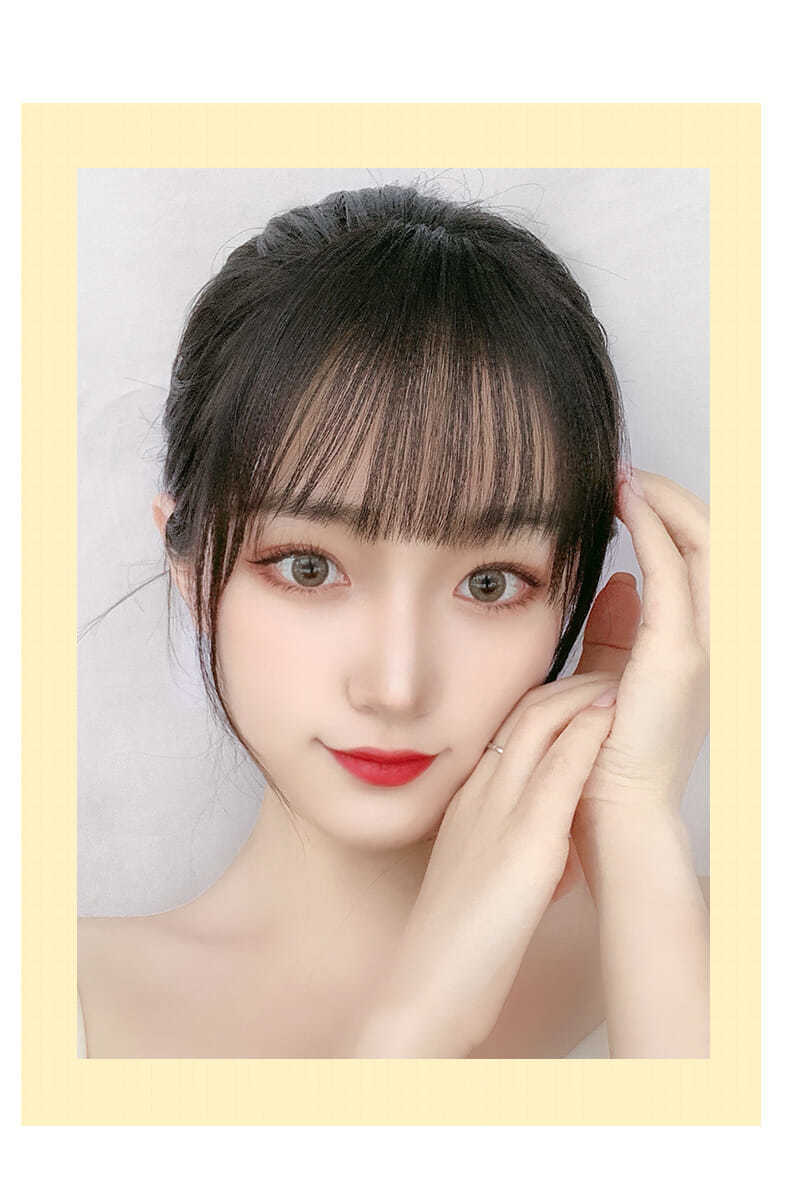 迷你假发刘海空气鬓角加长刘海假刘海女隐形自然假发片假发真人发