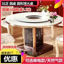 气电两用取暖桌圆形天然气烤火桌电暖桌吃饭圆桌燃气取暖炉1.2米