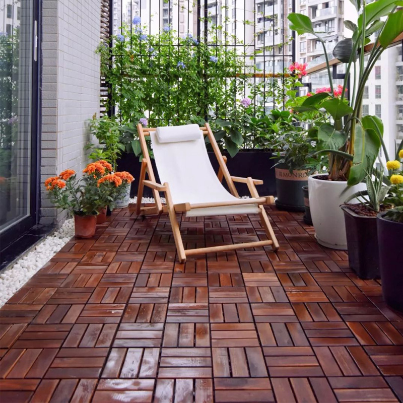 阳台防腐木地板自铺改造碳化实木户外露台庭院露天花园防水拼接