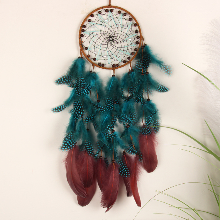 New Vintage Pearl Feather Dreamcatcher Wind Chimes Europe and America Cross Border Home Decorations Wall Hangings Holiday Gifts