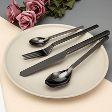 里昂 酷黑系列勺子餐具 304不锈钢牛排刀叉 现代简约咖啡更甜品羹