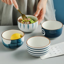 日式饭碗家用和风餐具单个创意汤碗小号青花瓷碗吃饭碗陶瓷米饭碗