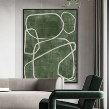 侘寂之美 现代简约客厅装饰画沙发背景绿色抽象壁画民宿玄关挂画
