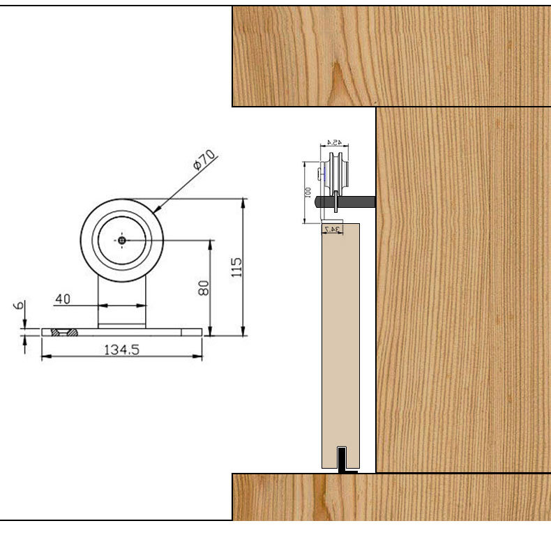 美式谷仓门轨道 推拉门滑轮卫生间厨房移门吊轮吊轨五金配件厂家