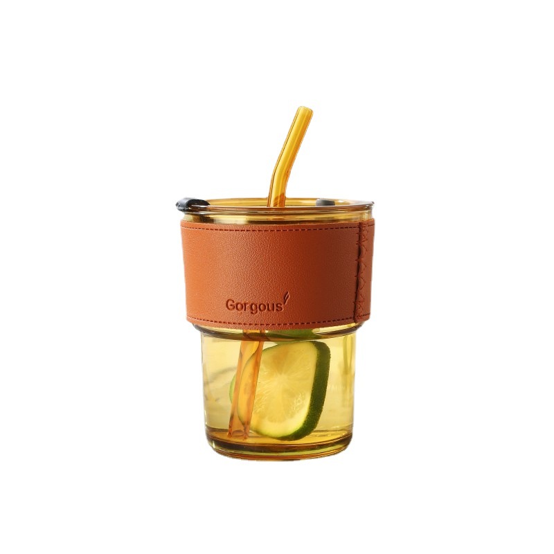 Internet Celebrity Bamboo Joint Cup Ins Wind Straw Double Drinking Coffee Cup Drainage Advertising Gift Glass Water Cup Custom Logo