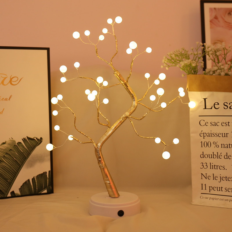 Creative Smart Home Small Night Lamp Led Pearl Tree Light Explosion Birthday Gift Gift Christmas Decoration Bedside Lamp