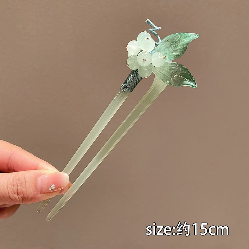 New Chinese Style Flower Leaves Bamboo Pearl Tassel Hairpin Fashion Hairpin Sweet Ancient Style Hair Accessories Wholesale for Women