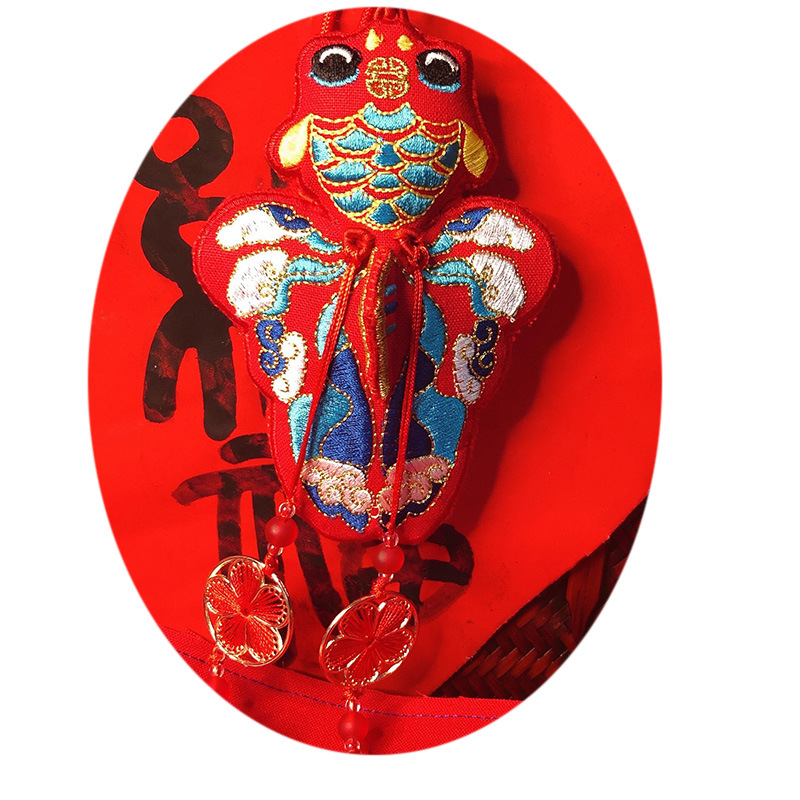 梵椿刺绣金鱼布片锦鲤香包布料绣花金玉满堂端午香包香囊香包绣片