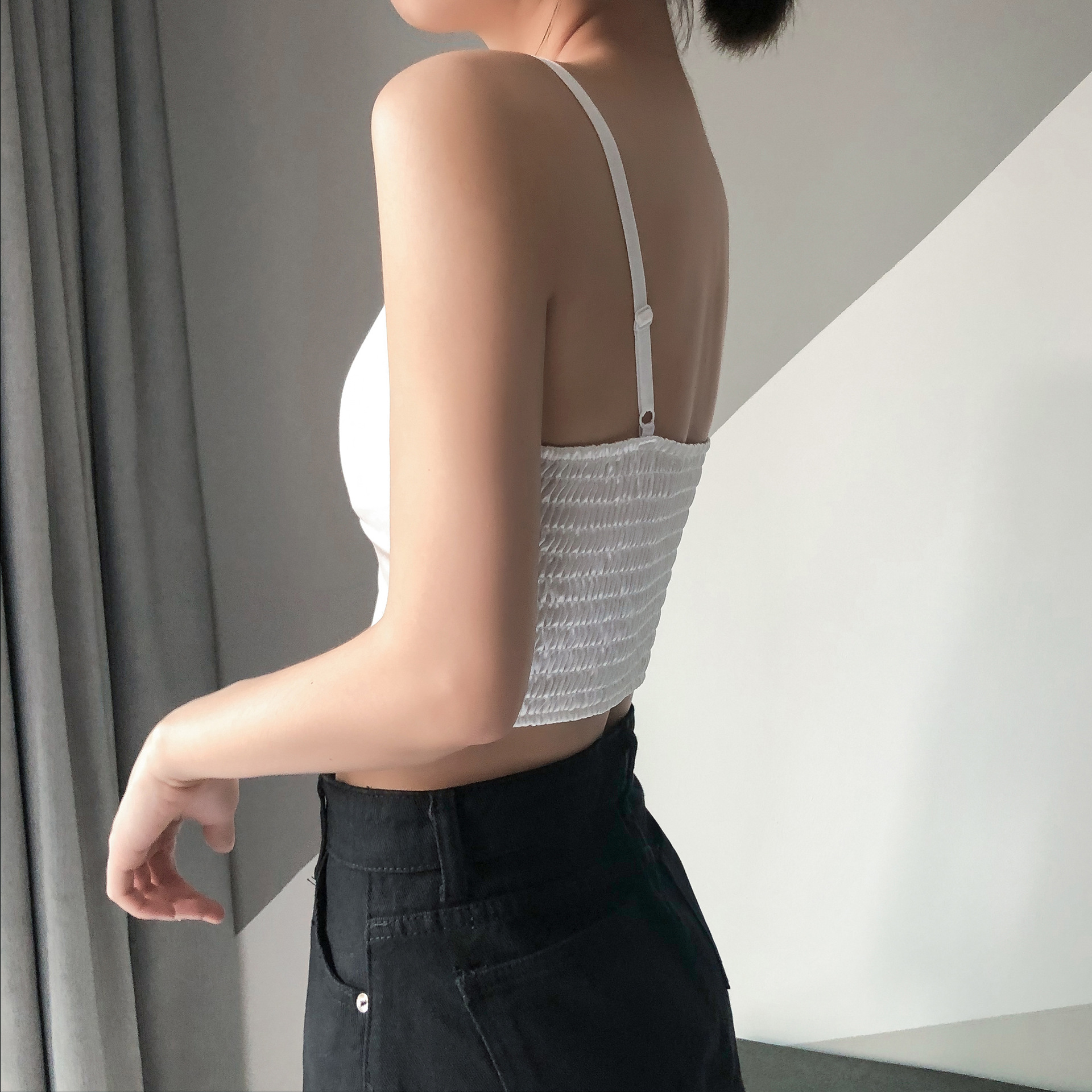 韩版新款v领性感丝绸吊带背心网红短款高腰露肚脐抹胸外穿上衣女