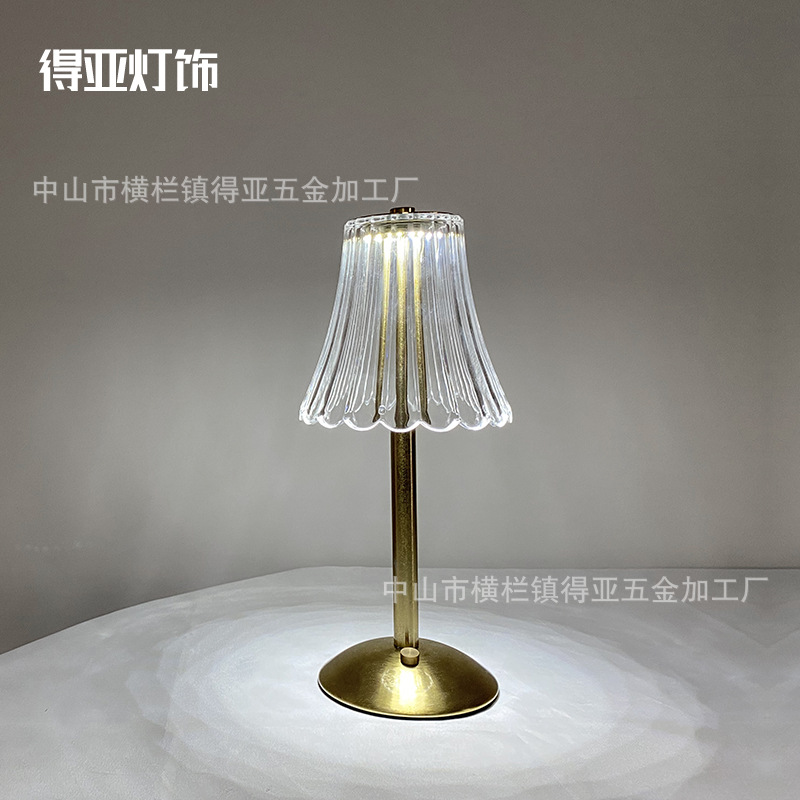 Cross-Border Romantic Atmosphere Internet Celebrity Skirt Acrylic Metal Table Lamp Bedroom Bar Decoration Desk Lamp Creative Outdoor Light