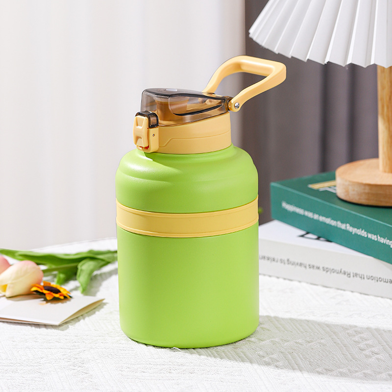 Cross-Border Stainless Steel Large Capacity Vacuum Cup Wholesale with Straw Male and Female Students Outdoor Sports Portable Sports Bottle