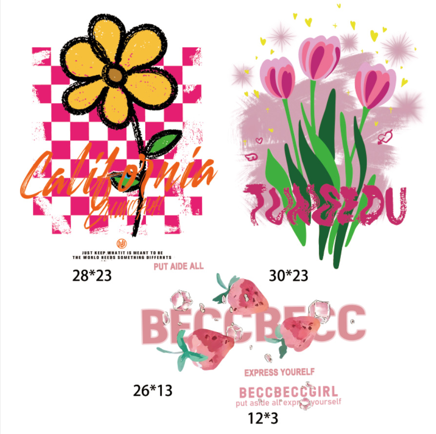 新款女装花朵服装印花图案diy衣服烫印烫图热转印烫画图案现货