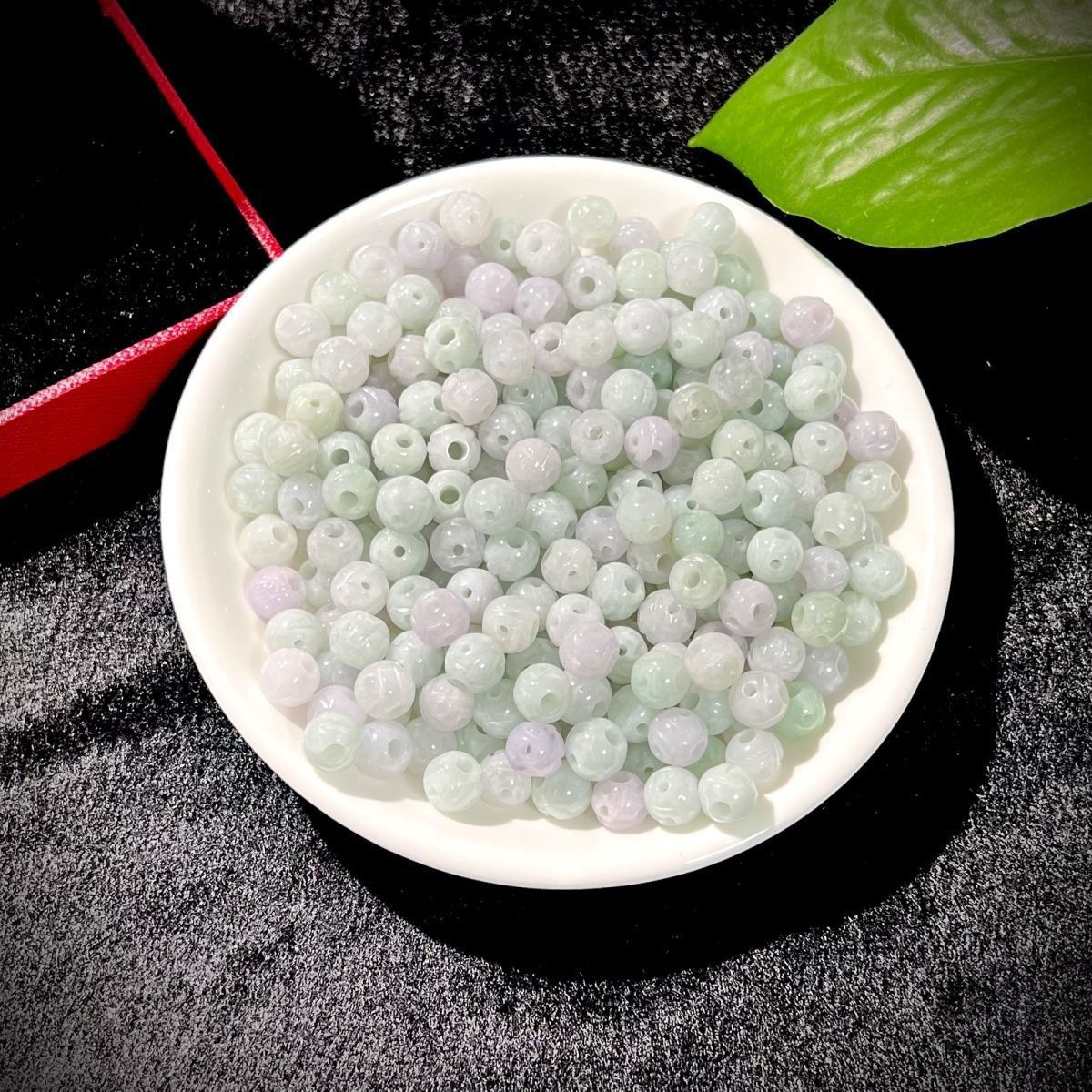 翡翠玉石珠子金钱散珠手串男女手链项链镂空玲珑珠新款圆珠diy珠