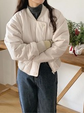 实拍 韩国学院风短款夹克棒球服女2023冬季小个子棉衣棉服上衣潮