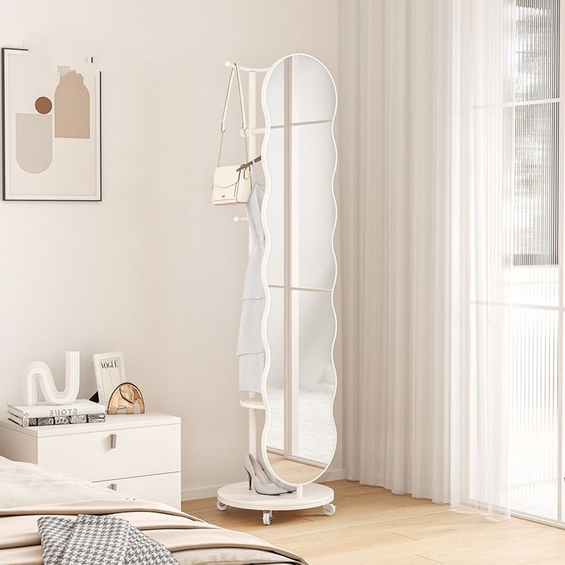 light luxury dressing mirror home bedroom full body floor mirror rotatable vertical clothes rack integrated internet celebrity full-length mirror