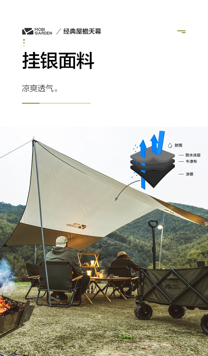 牧高笛 天幕帐篷速开户外便携式遮阳帆防晒凉棚露营野营遮雨装备