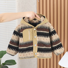 包邮Yikids儿童冬装韩国童装男女宝宝加绒加厚保暖羊羔毛棉服外套